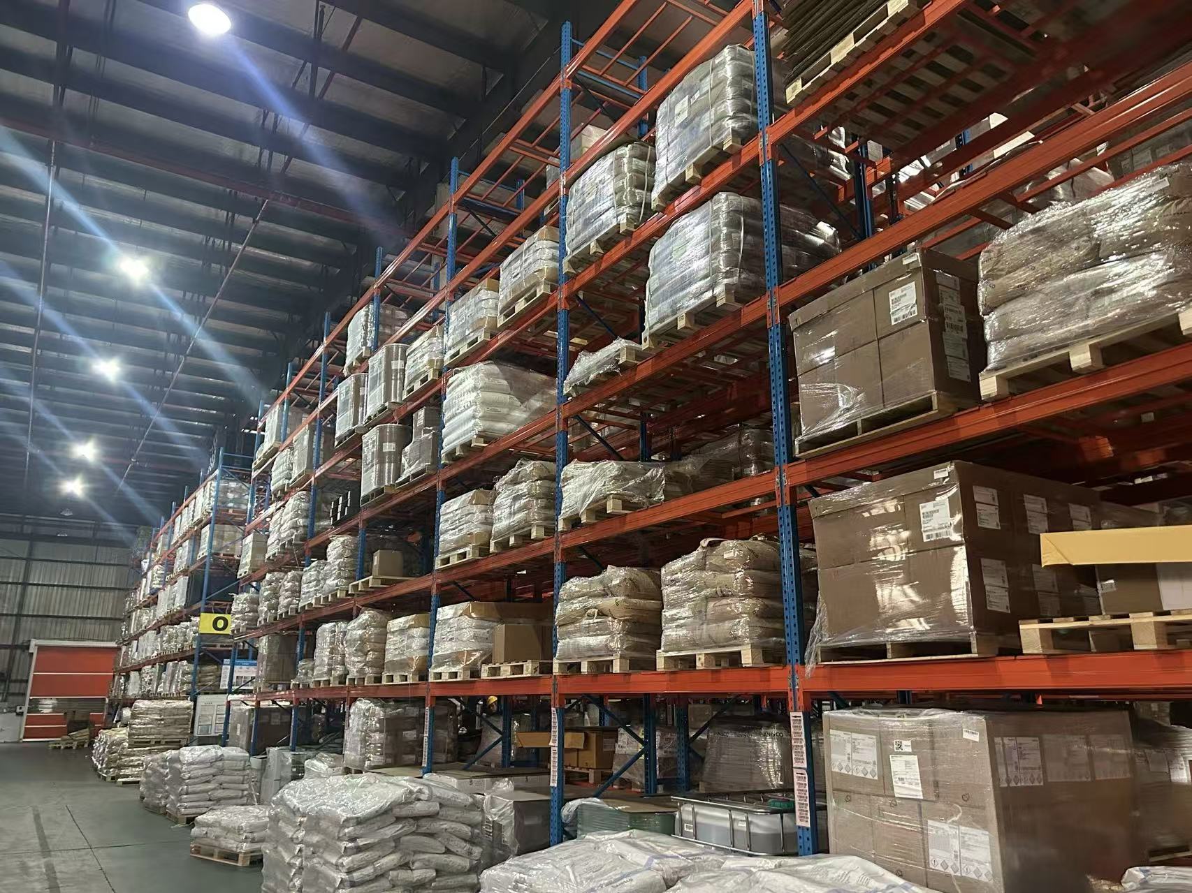 Warehouse storage shelves